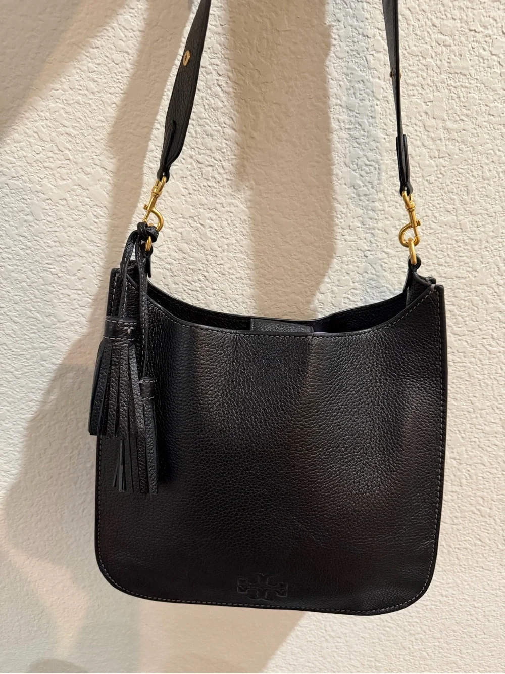 Tory Burch Black Pebbled  Handbag